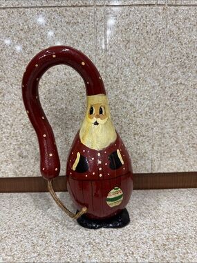 Hand-Painted Red Santa Gourd Holiday Home Accent